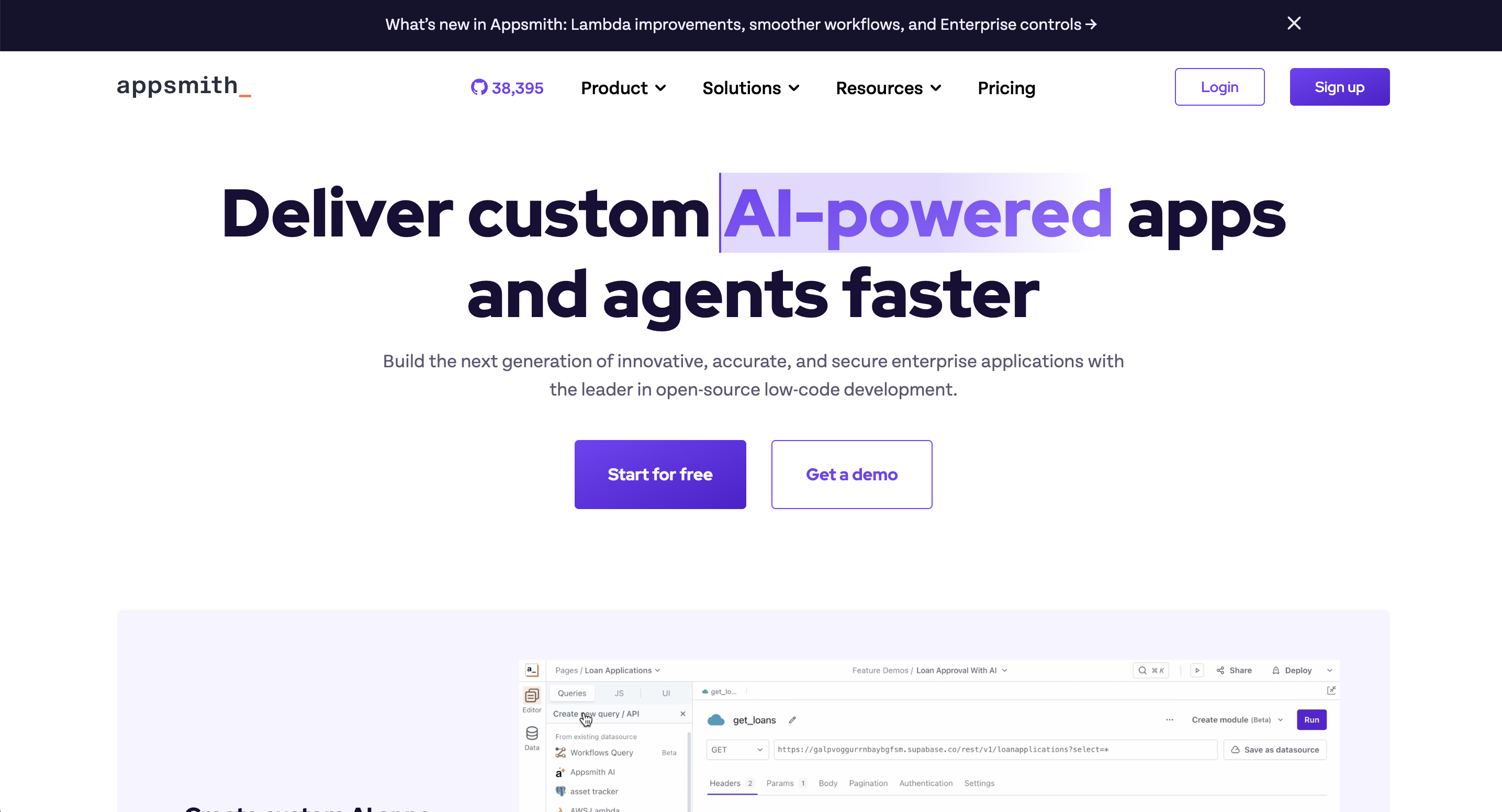 Appsmith is an open-source, low-code platform, good as a TestComplete alternatives