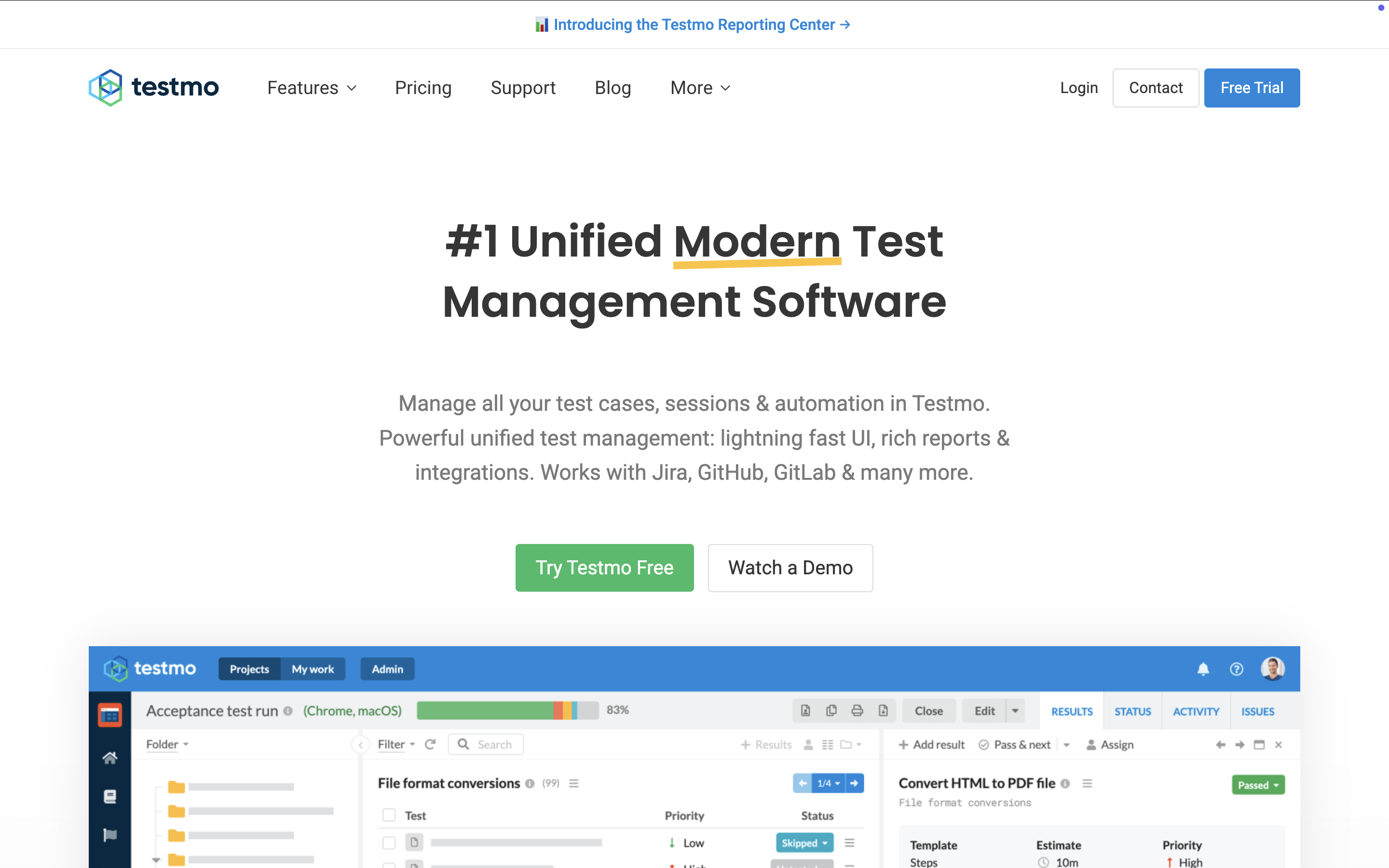 Testmo unified view of manual, exploratory, and automated results