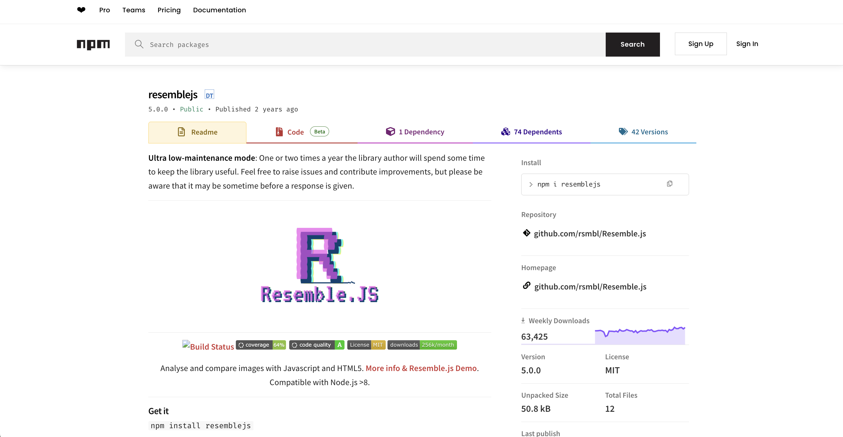 Resemble.js open-source image comparison and diffing library