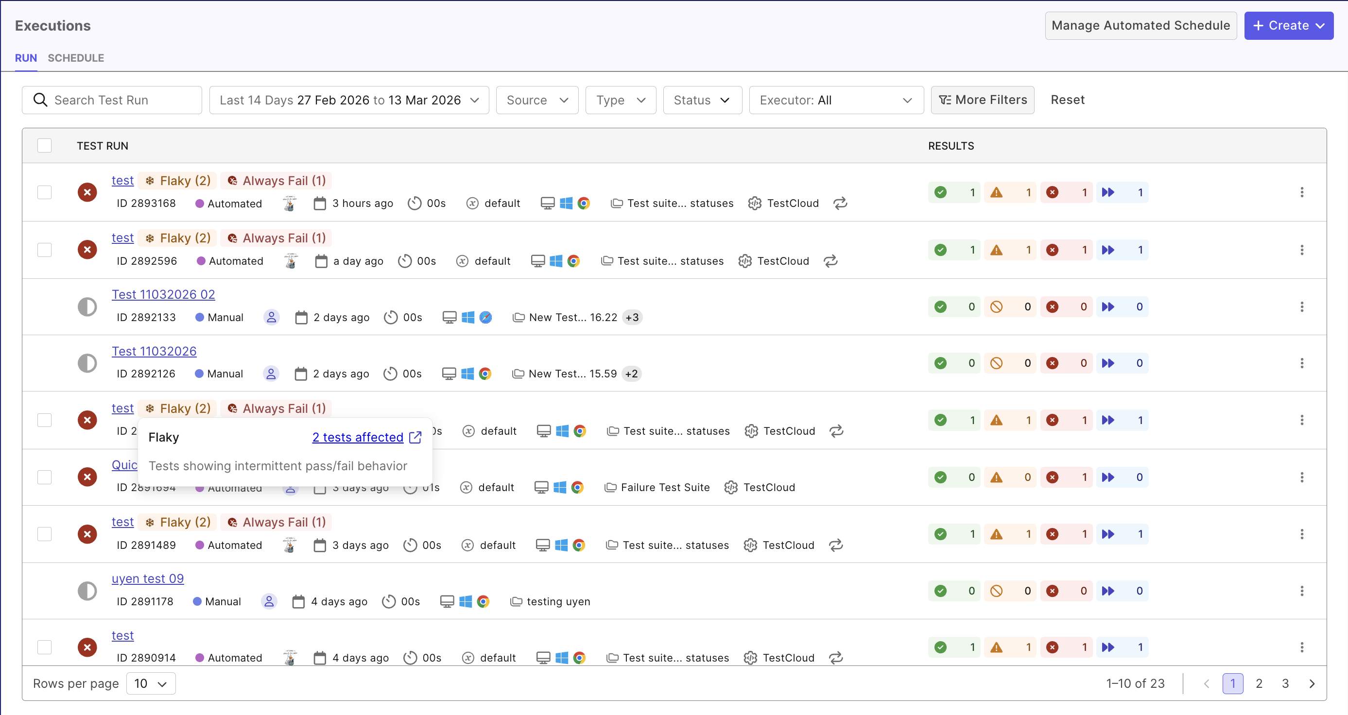 executions-list-flaky-tests