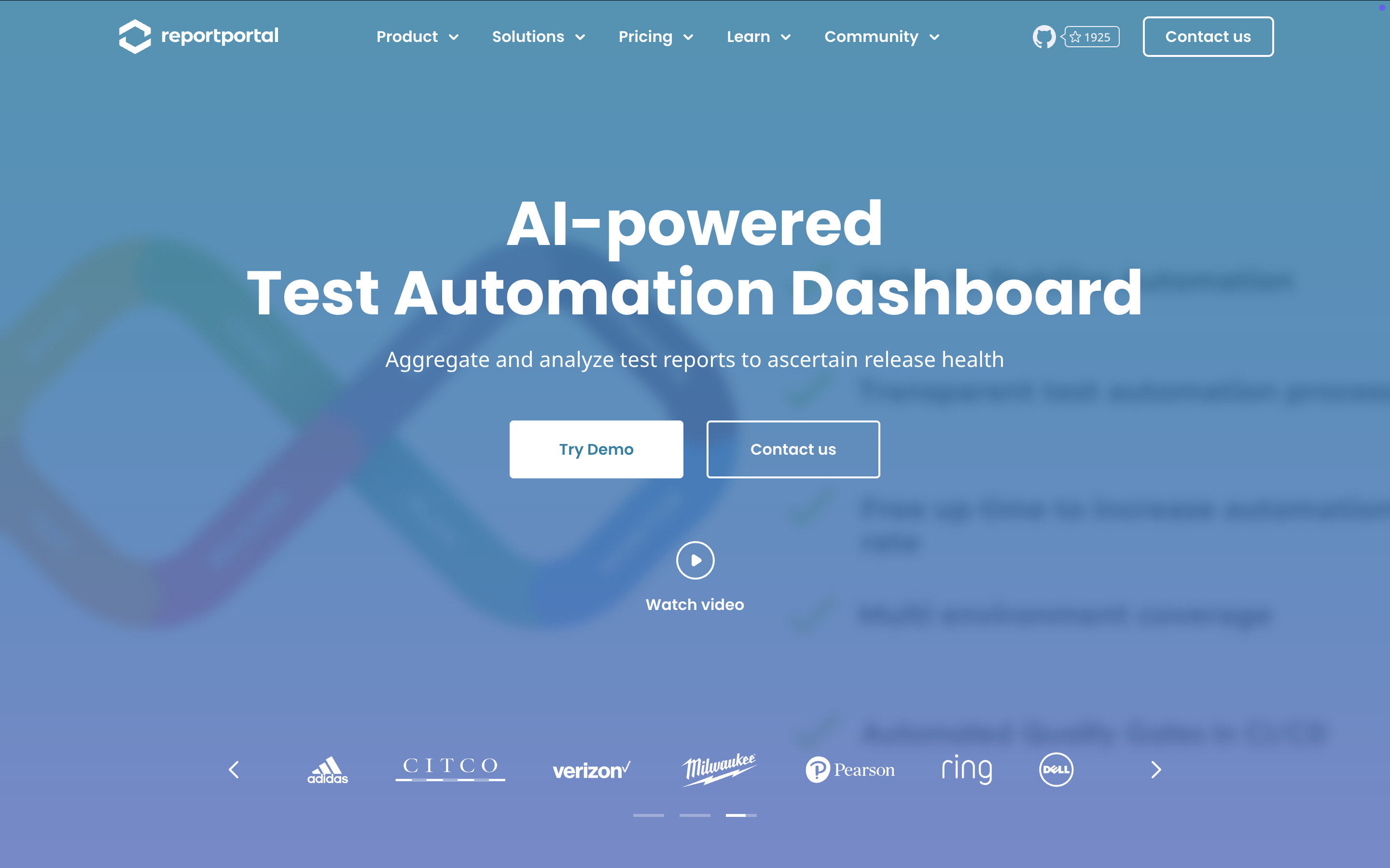 ReportPortal dashboard screenshot