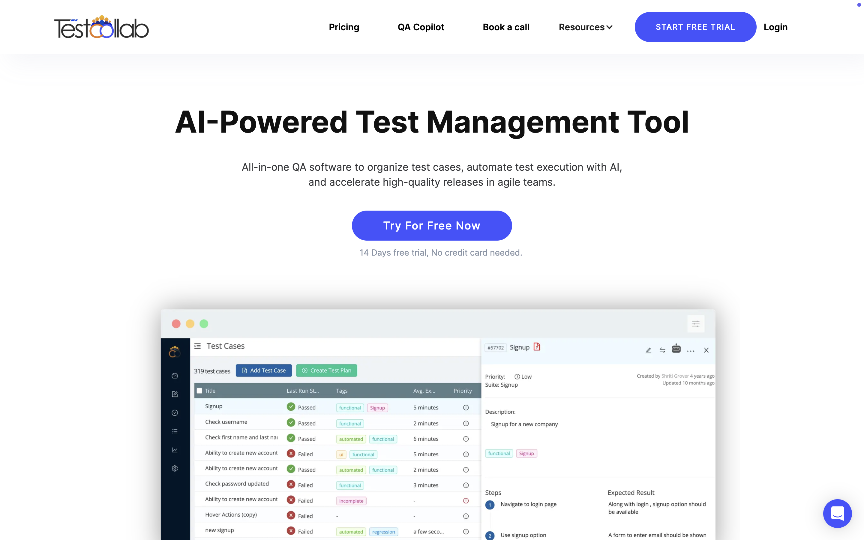 Test Collab dashboard screenshot