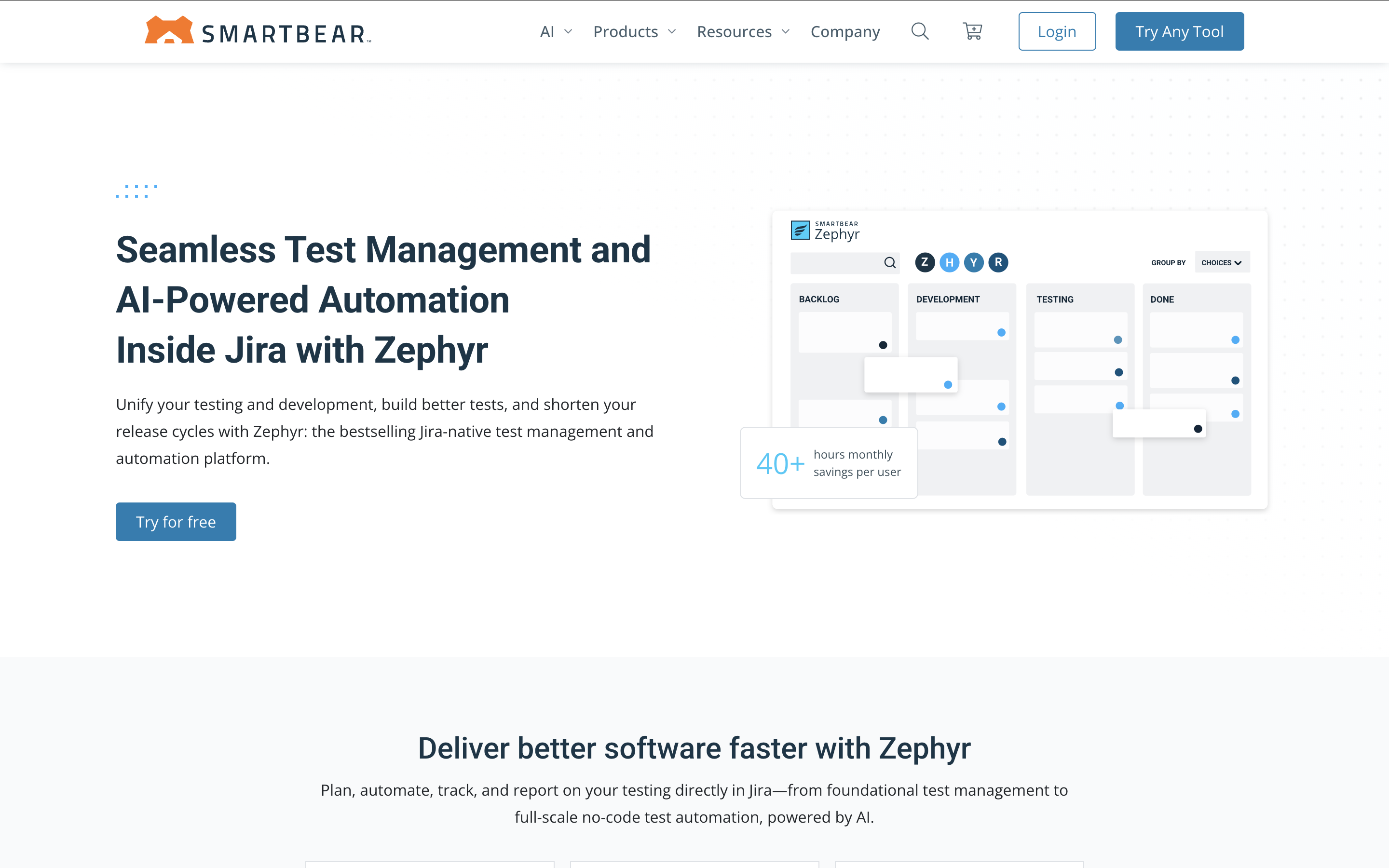 Zephyr dashboard screenshot