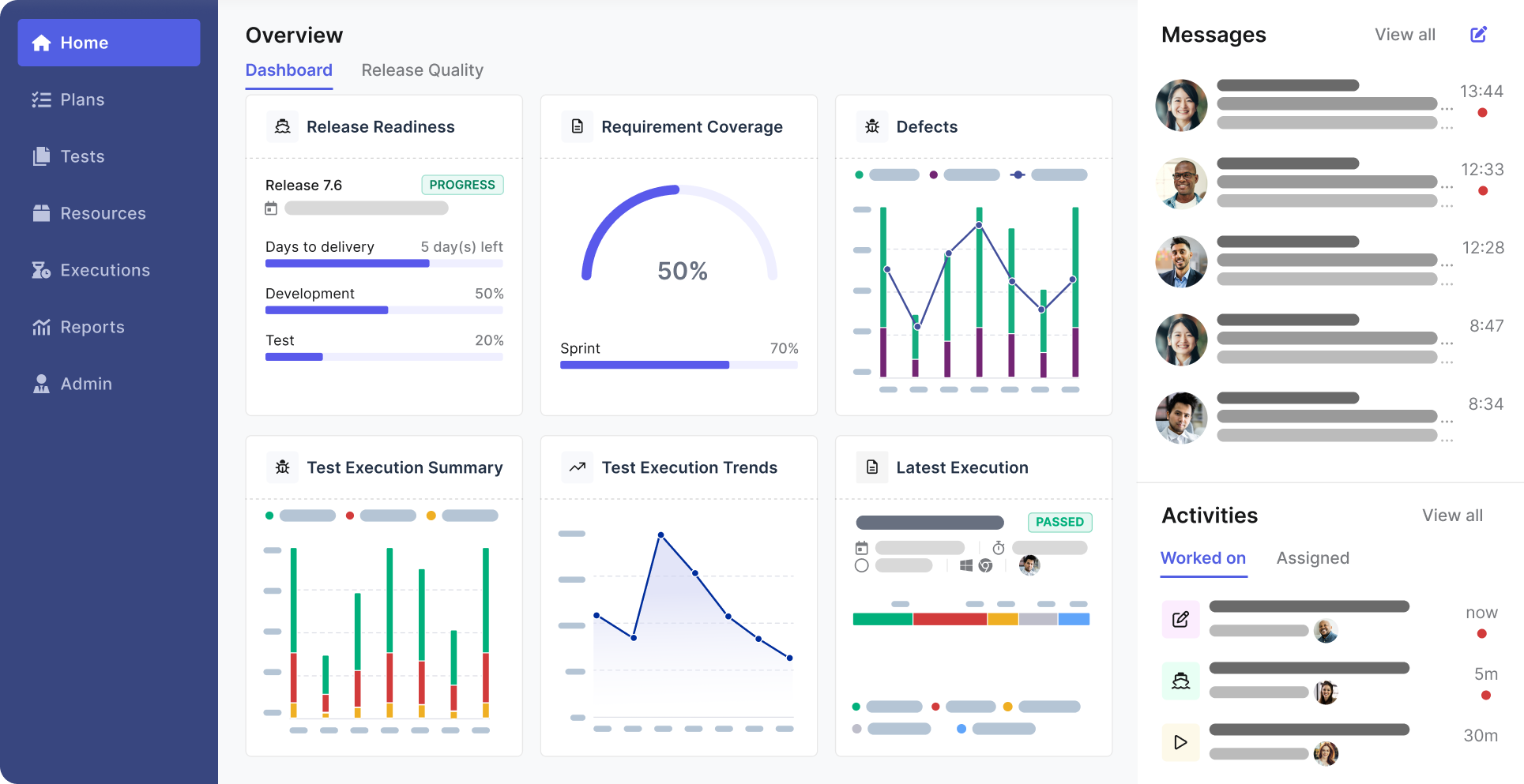 Katalon TestOps dashboard with test reporting and requirement traceability