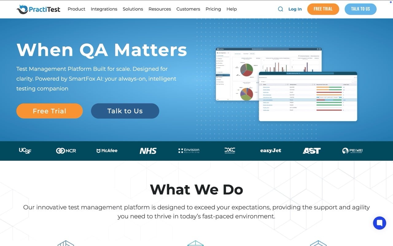 PractiTest dashboard screenshot