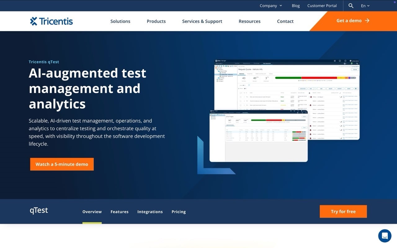 qTest by Tricentis dashboard screenshot
